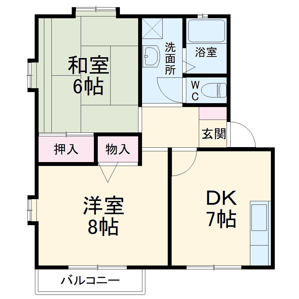 バルジュ(2DK/1階)の間取り写真