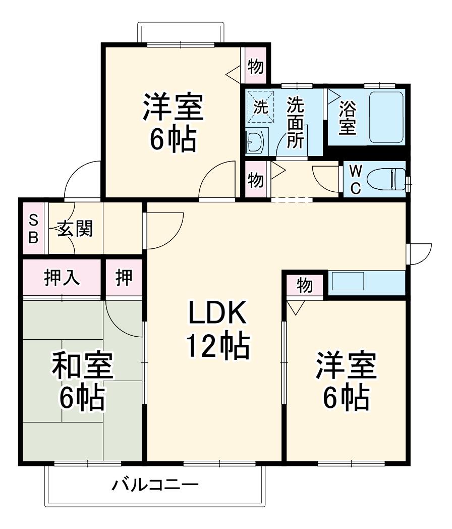 グランデージD(3LDK/1階)の間取り写真