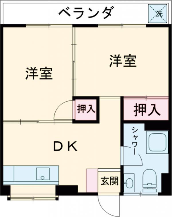 三上マンション(2DK/4階)の間取り写真