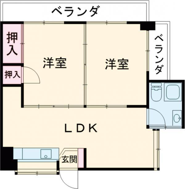 三上マンション(2LDK/4階)の間取り写真