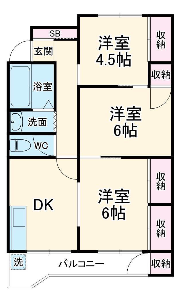 コーポ島田Ⅲ(3DK/2階)の間取り写真