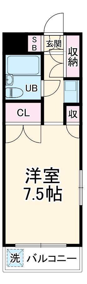 ワコーレ武蔵浦和(1K/4階)の間取り写真
