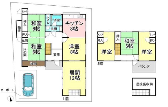 名鉄各務原線 細畑駅 徒歩11分 2階建 築51年