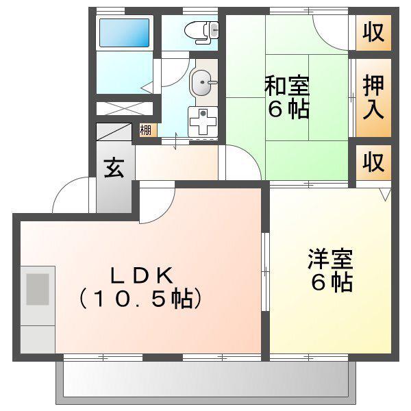 スペースハイツオダ(2LDK/1階)の間取り写真