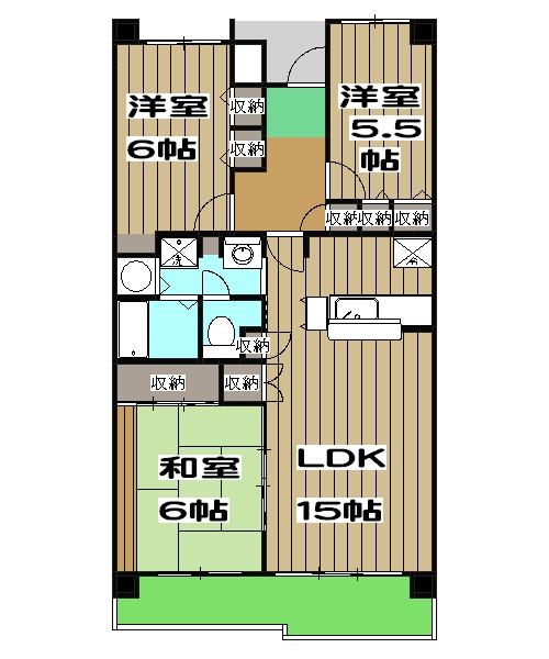 メルサンテかめおか(3LDK/1階)の間取り写真