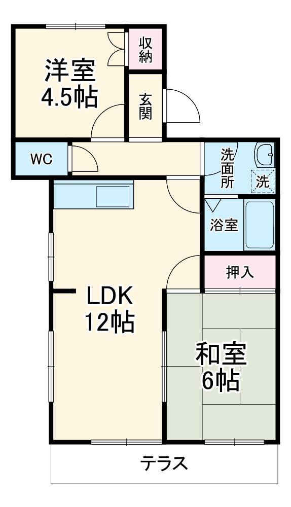 ソレイユ西鶴間(2LDK/1階)の間取り写真
