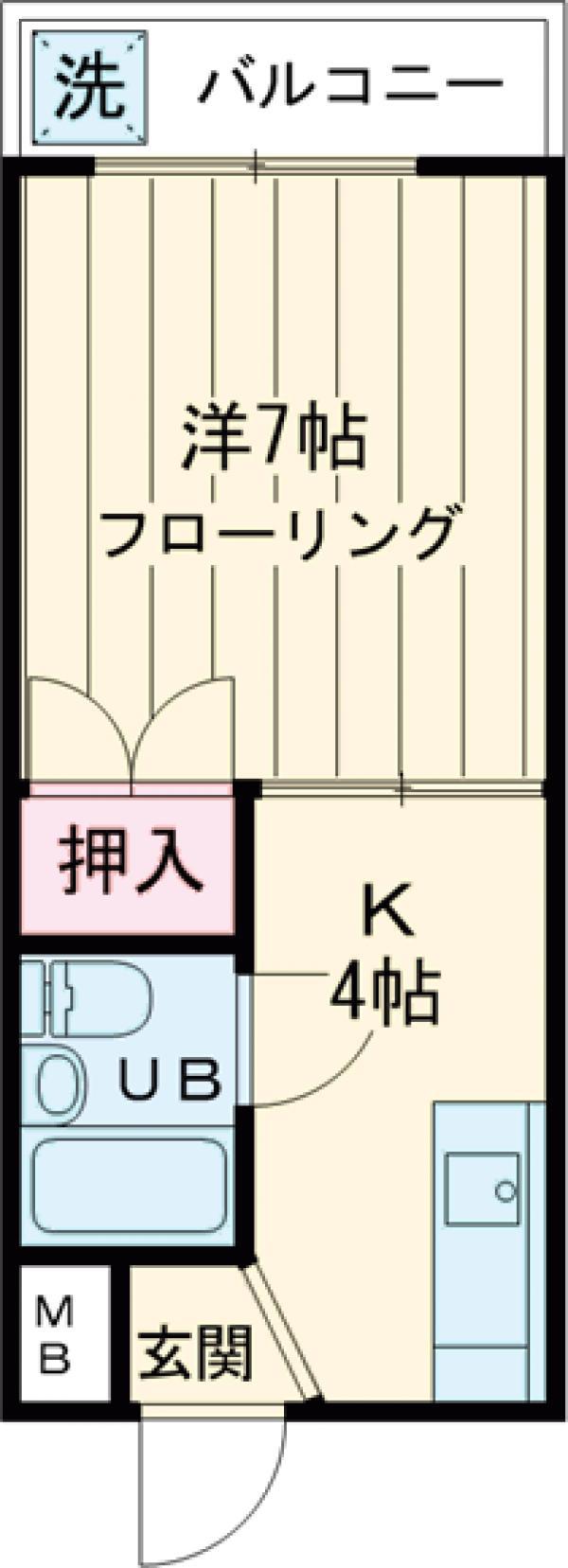ハイム北綾瀬(1K/2階)の間取り写真