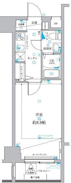 グランドコート親水公園(1K/8階)の間取り写真