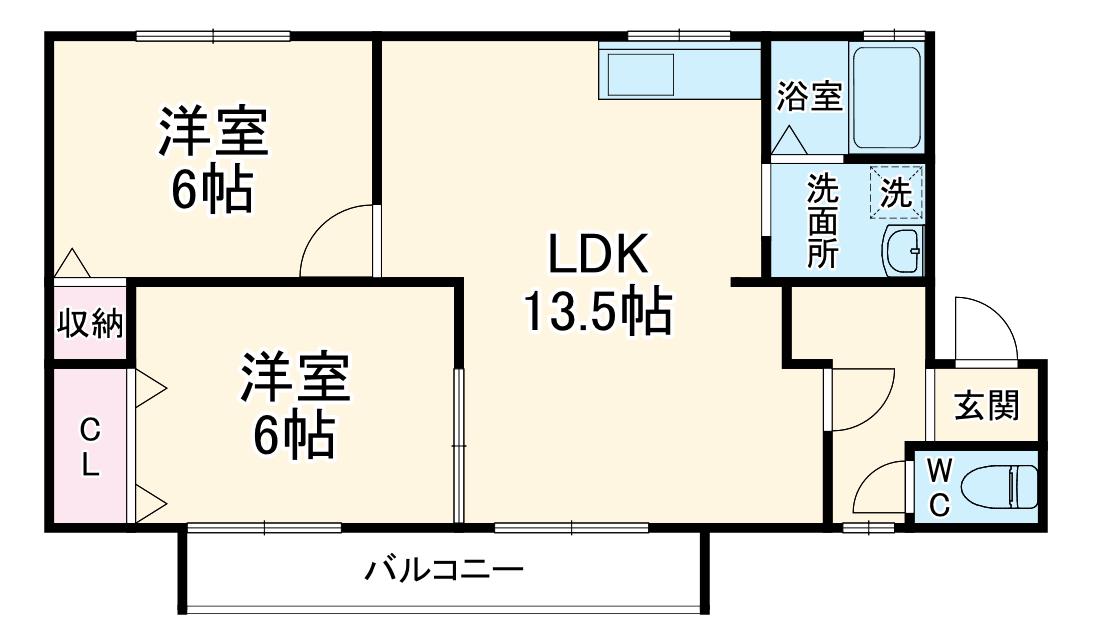 メゾンドソレイユ(2LDK/1階)の間取り写真