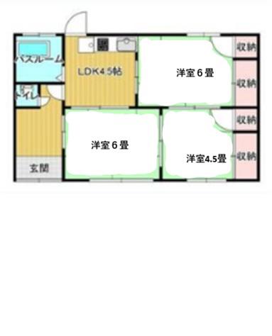 中央本線 竜王駅 徒歩45分 1階建 築45年(3DK)の間取り写真
