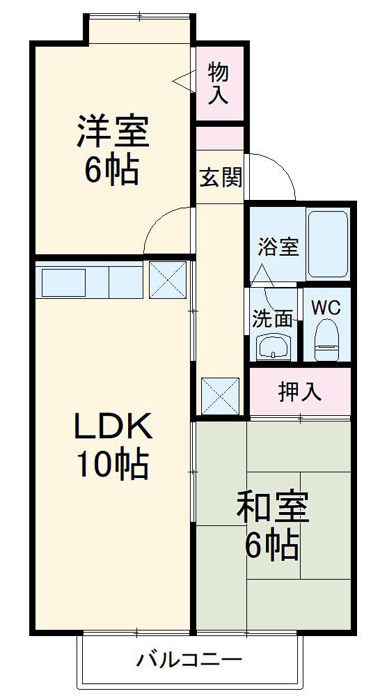 ボーシャンA.B棟(2LDK/2階)の間取り写真