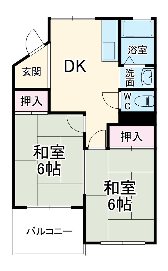 コーポ大原(2DK/3階)の間取り写真