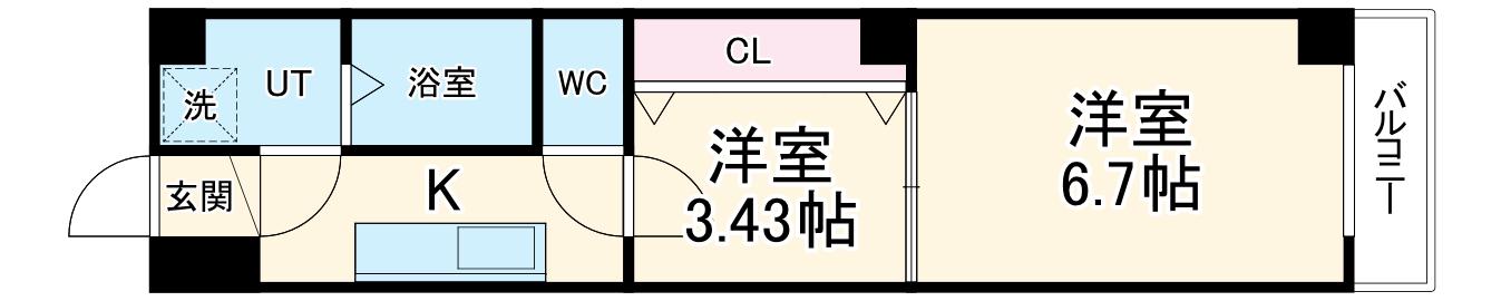 山陰本線 二条駅 徒歩19分 5階建 築10年(1K/2階)の間取り写真