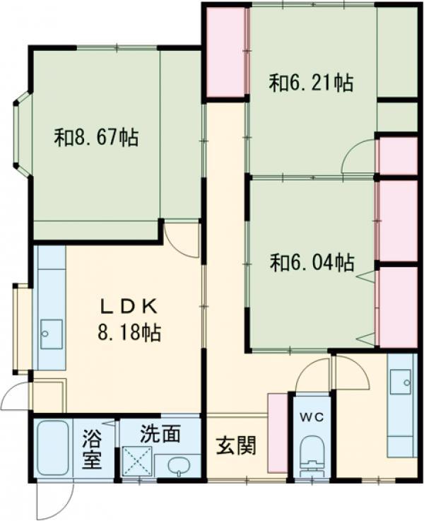 若草一丁目(3LDK/1階)の間取り写真