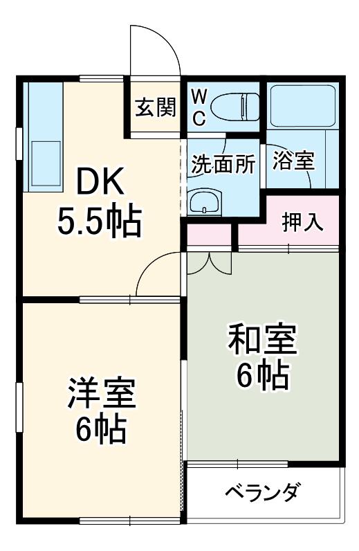 ハイムサンフラワー(2DK/1階)の間取り写真