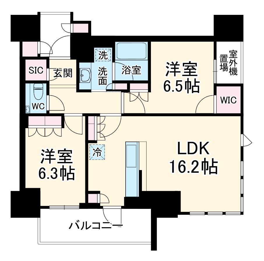 ザ・パークハウス大阪梅田タワー(2LDK/6階)の間取り写真
