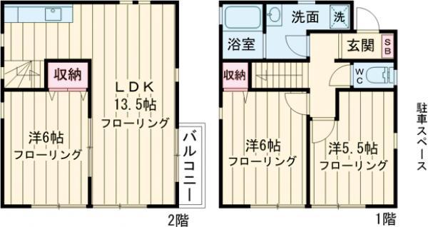 中央本線 八王子駅 徒歩17分 2階建 築1年(3LDK)の間取り写真
