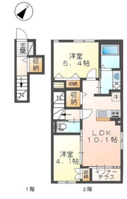 コンフォートハウス ポニー(2LDK/2階)の間取り写真