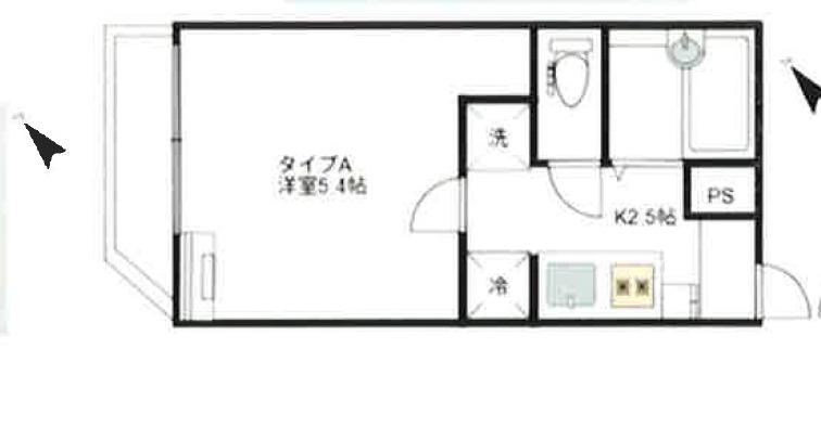 粕壁2丁目アパート(1K/2階)の間取り写真