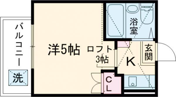 メゾーネ平和台B棟(1K/2階)の間取り写真