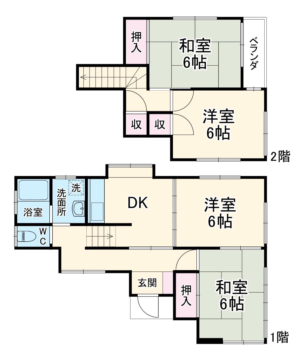 横浜線 相原駅 徒歩62分 2階建 築43年(4DK)の間取り写真