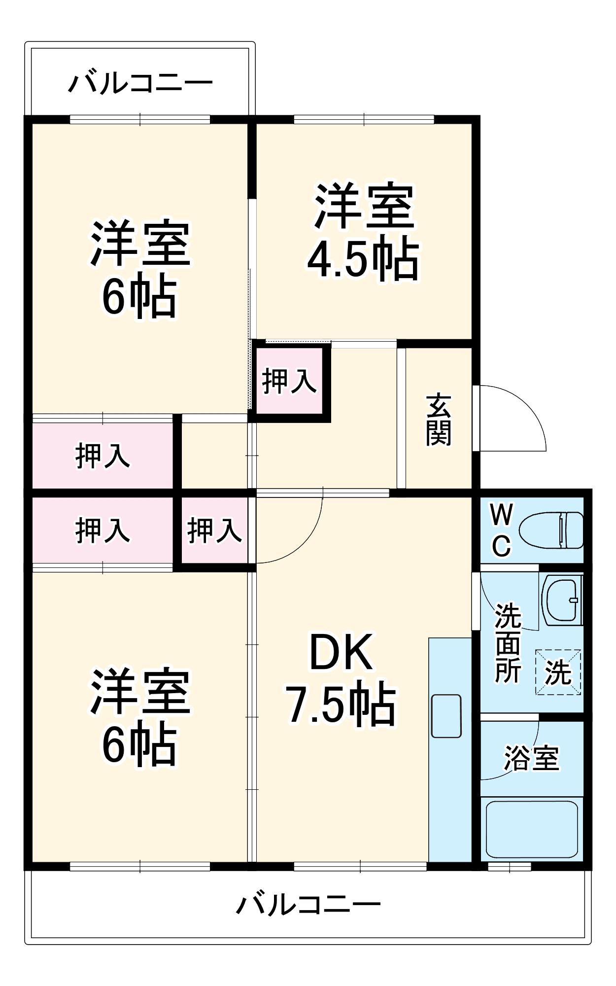 杉村マンション(3DK/1階)の間取り写真
