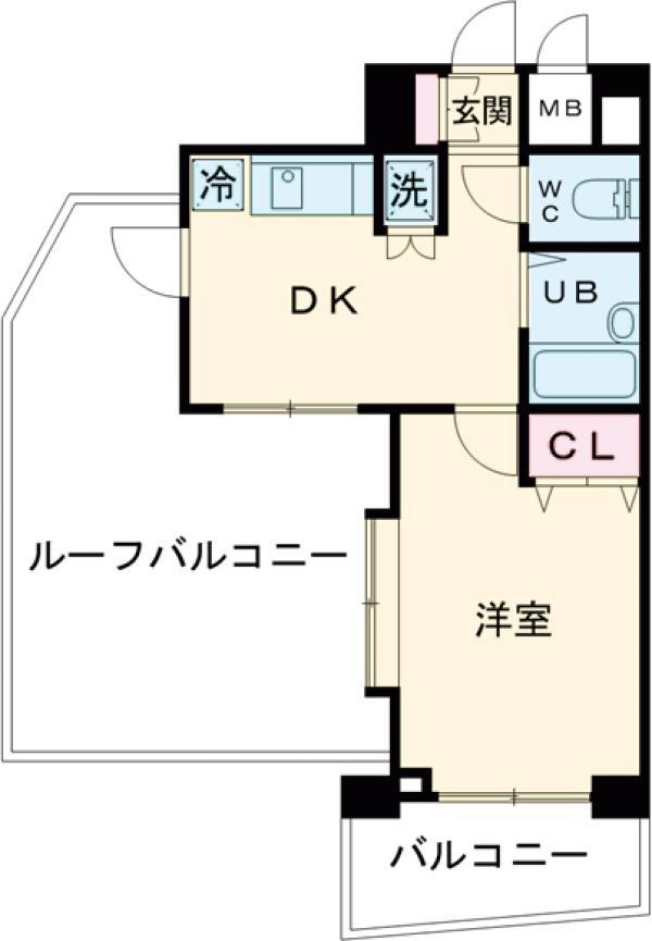 マイナビSTAYミライエ三軒茶屋ガーデン(1DK/12階)の間取り写真