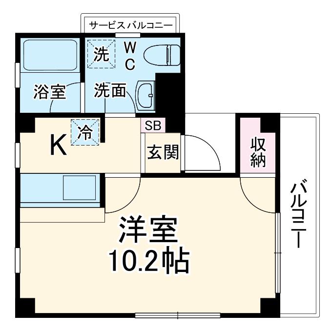 オラシオンⅡ(1K/2階)の間取り写真