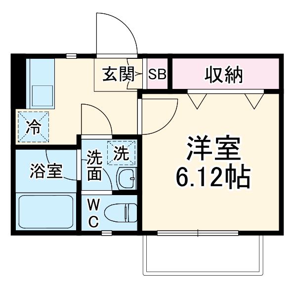 ヴェール大牧A(1K/2階)の間取り写真