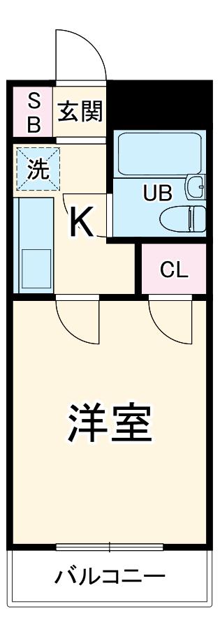 クロノス向ヶ丘(1K/1階)の間取り写真
