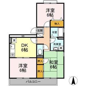 ハイカムール八島(3DK/3階)の間取り写真