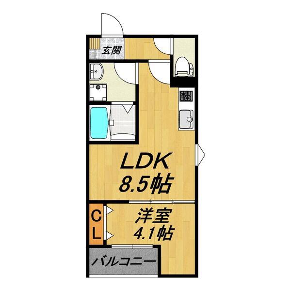 LE COCON 豊田市Ⅱ(1LDK/2階)の間取り写真