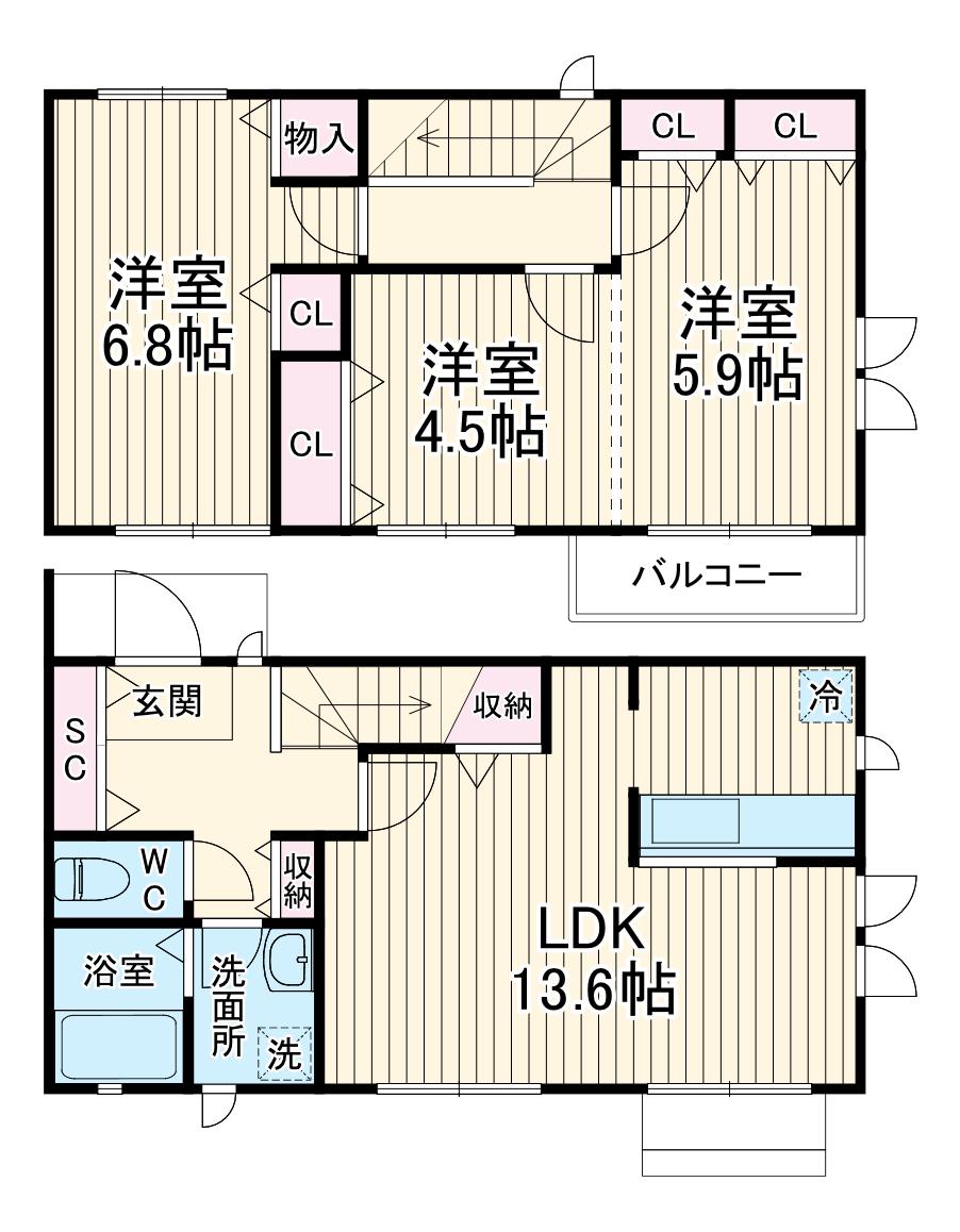 ラフィネ本郷台(3LDK/1階)の間取り写真