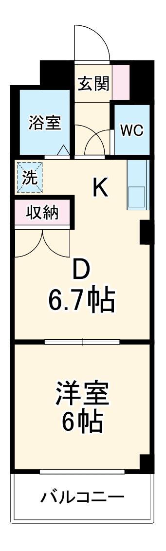 ヨーロピアンレジデンス(1K/2階)の間取り写真