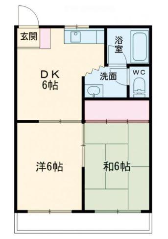 ハイツ久保(2DK/1階)の間取り写真