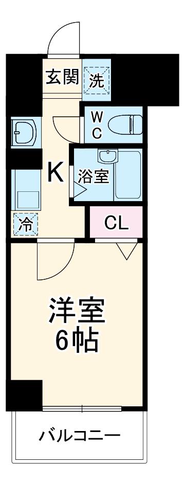 芝コーポ三号館(1K/6階)の間取り写真
