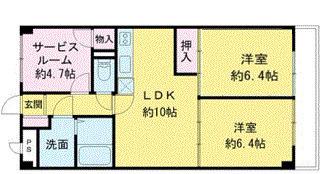 ウィル篠崎(2SDK/2階)の間取り写真