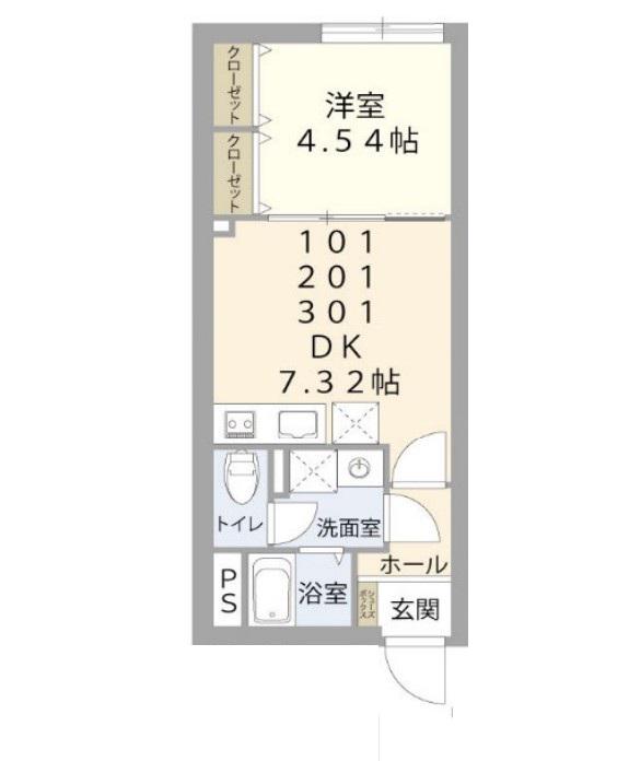 RESPECT RESIDENCE南台(1DK/1階)の間取り写真