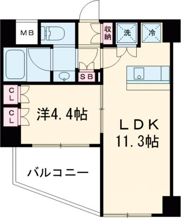 ラフィーネ深沢サクラテラス(1LDK/1階)の間取り写真