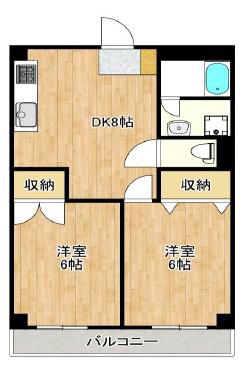 ピュア入船(2DK/4階)の間取り写真