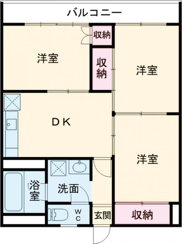 氏家マンション(3DK/4階)の間取り写真