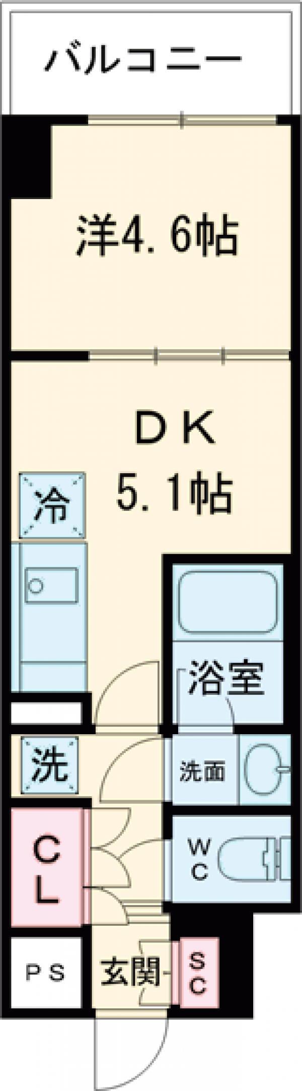 KDXレジデンス西調布(1DK/3階)の間取り写真