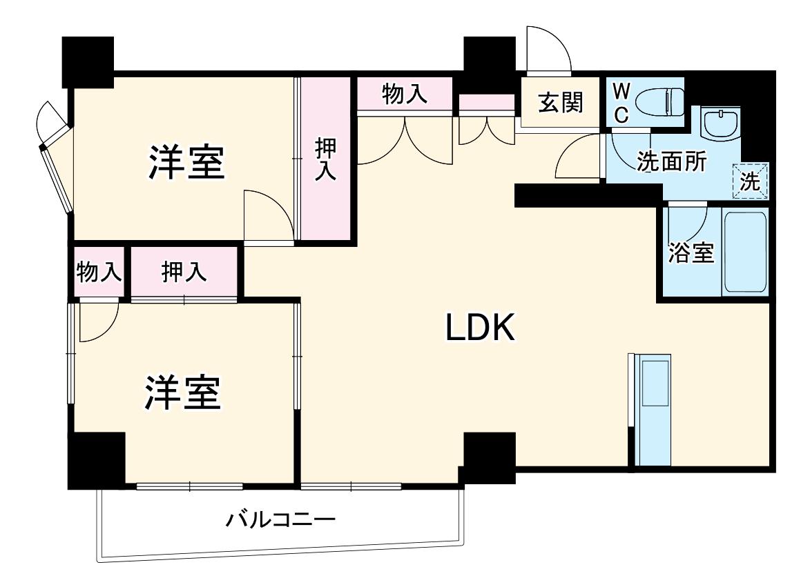 DIKマンション千葉(2LDK/4階)の間取り写真