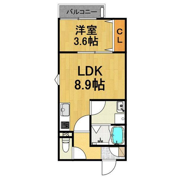 LECOCON弥富Ⅲ(1LDK/3階)の間取り写真