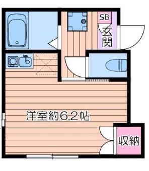 エテルノア(1K/2階)の間取り写真