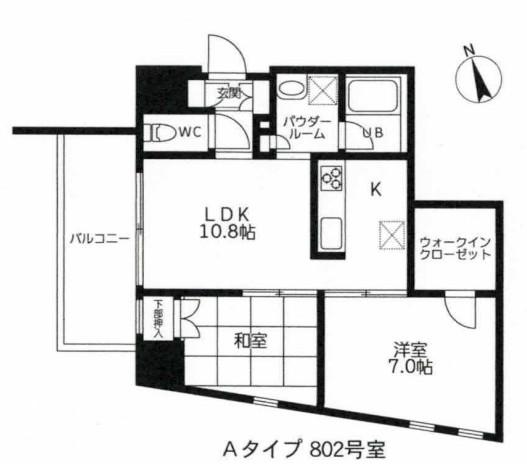ウィステリア(2LDK/8階)の間取り写真