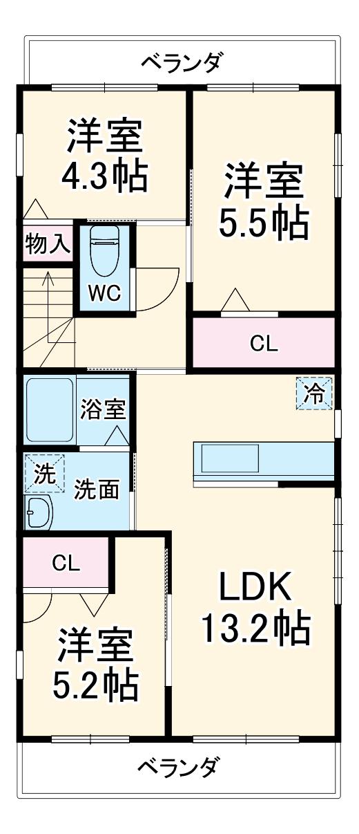 スプランドゥール富浜(3LDK/2階)の間取り写真