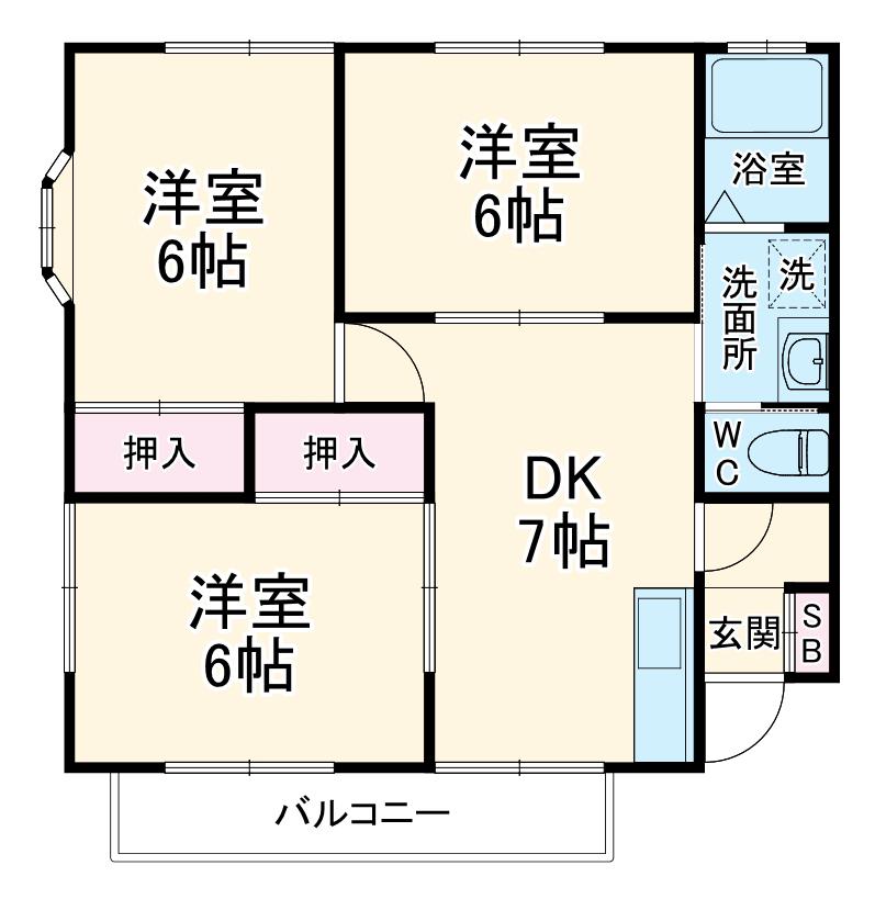 リバティマルマンⅢ(3DK/2階)の間取り写真