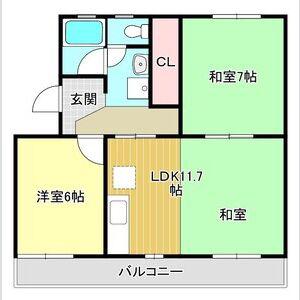 中日ハイツ(2LDK/2階)の間取り写真