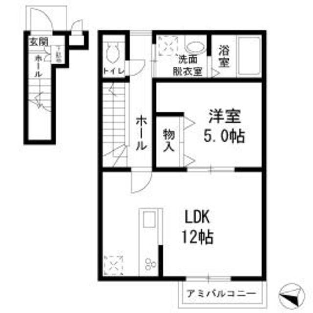 フェリーチェ子安(1LDK/2階)の間取り写真